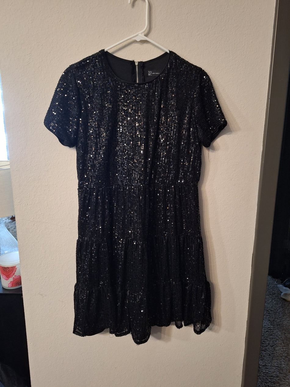 NY&C New York & Company Size S Black Short Sleeve Dress-SaveEZ