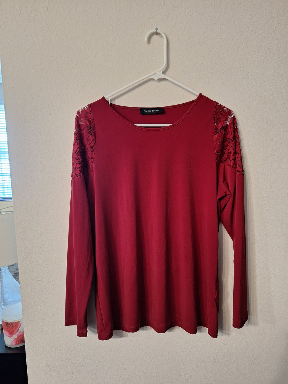 Ivanka Trump-Women's Burgundy Color Long Sleeve Size -L