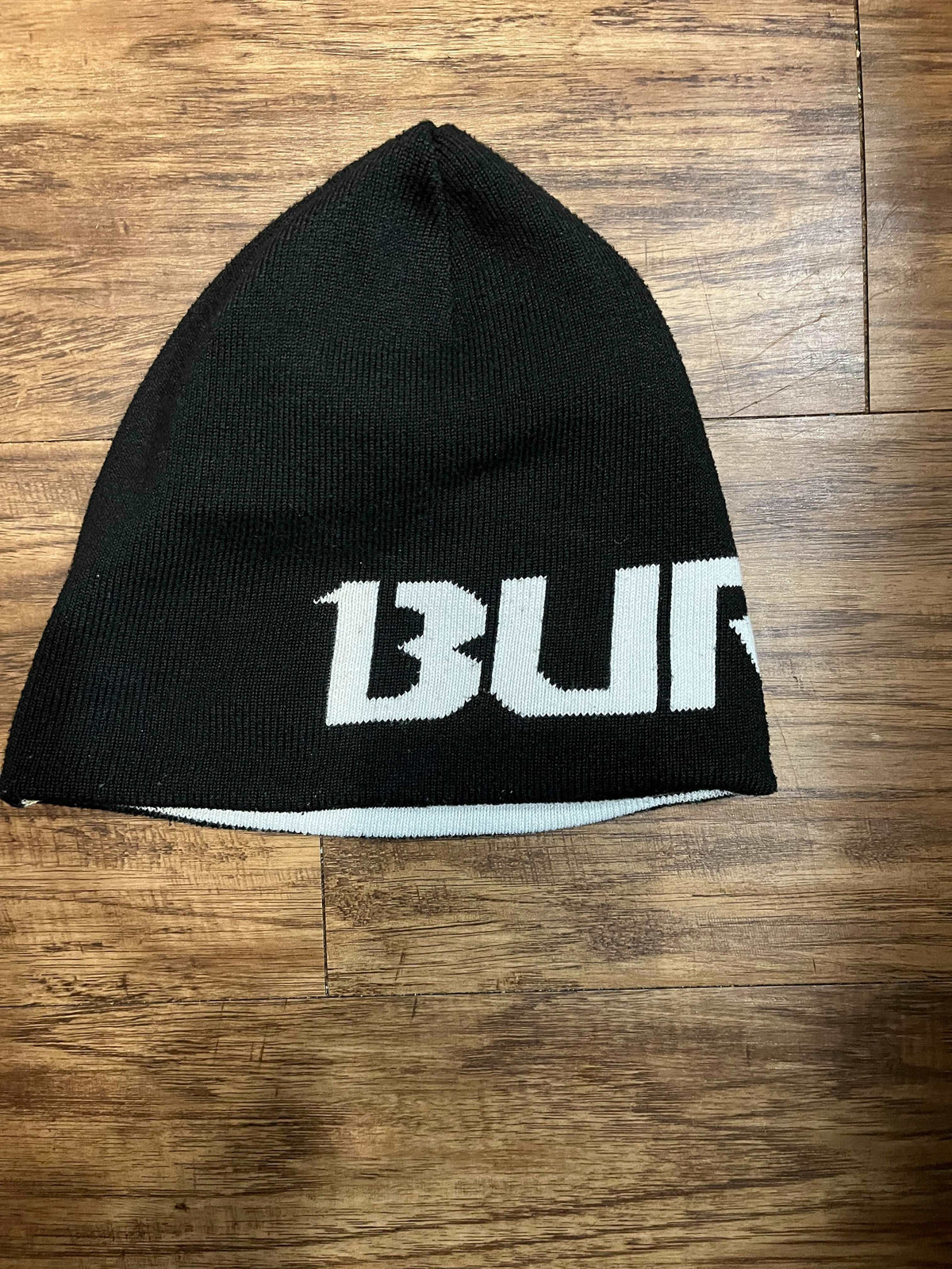 Burton Snowboards Black with White Print Winter Beanie Large Logo inside Zshop