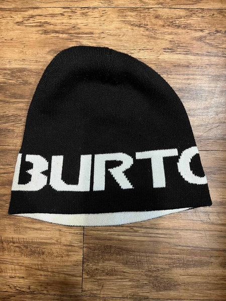 Burton Snowboards Black with White Print Winter Beanie Large Logo inside Zshop