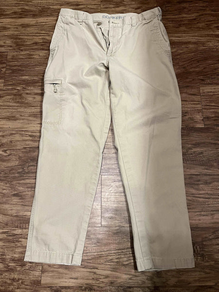 Dockers 03 Classic Mens 34X32 Khaki Pants with side zip pocket-SaveEZ Zshop