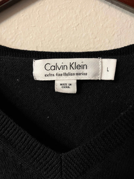 Calvin Klein Extra Fine Italian Morino V Neck Sweater Men's Size Large -SaveEZ