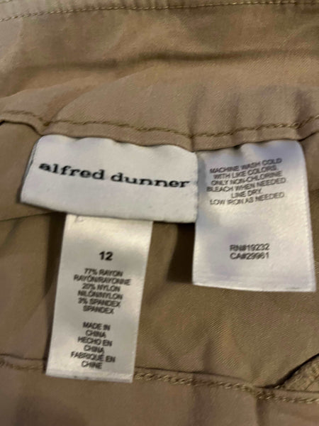 Alfred Dunner Women's Size 12 Khaki Flat front pant-SaveEZ