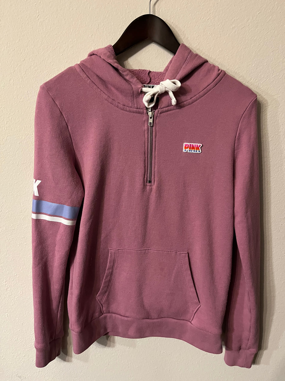 Pink Womens 1/4 zip Hoodie Size SP-Zshop