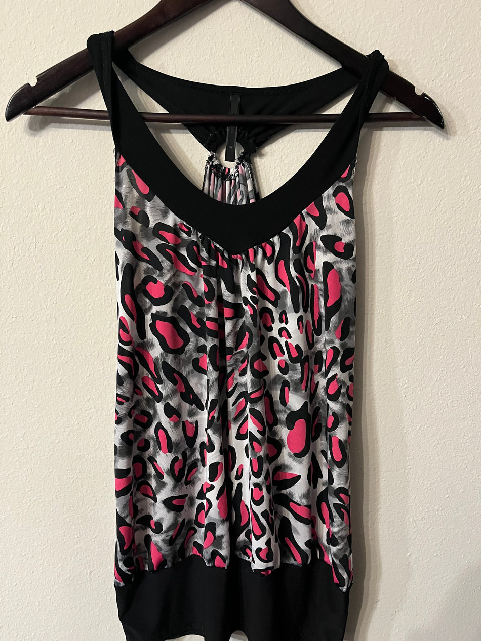 Pink Leapard Print Tank Top-SaveEZ