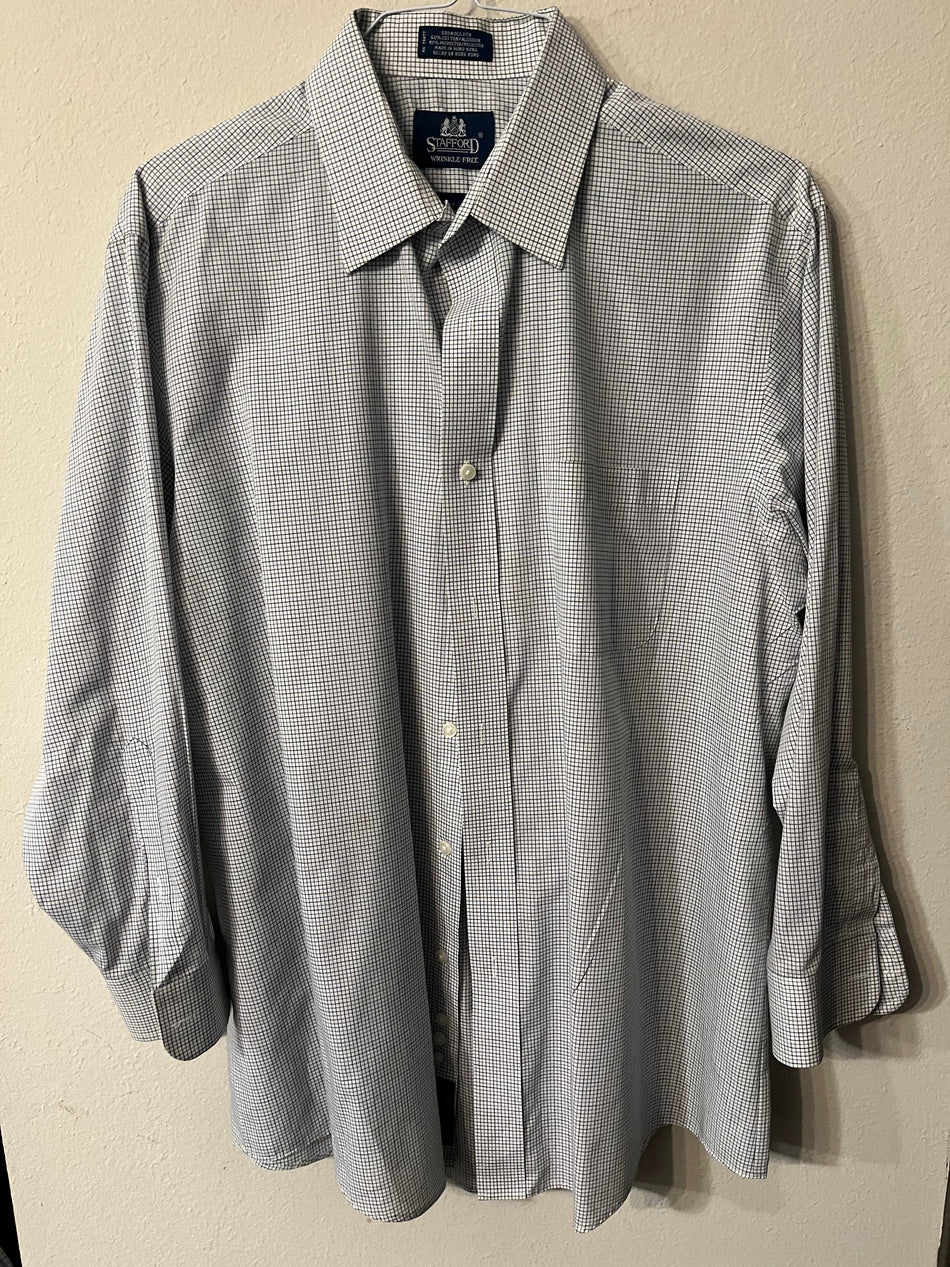 Stafford Wrinkle free Size 17 32/33 Dress Shirt-SaveEZ