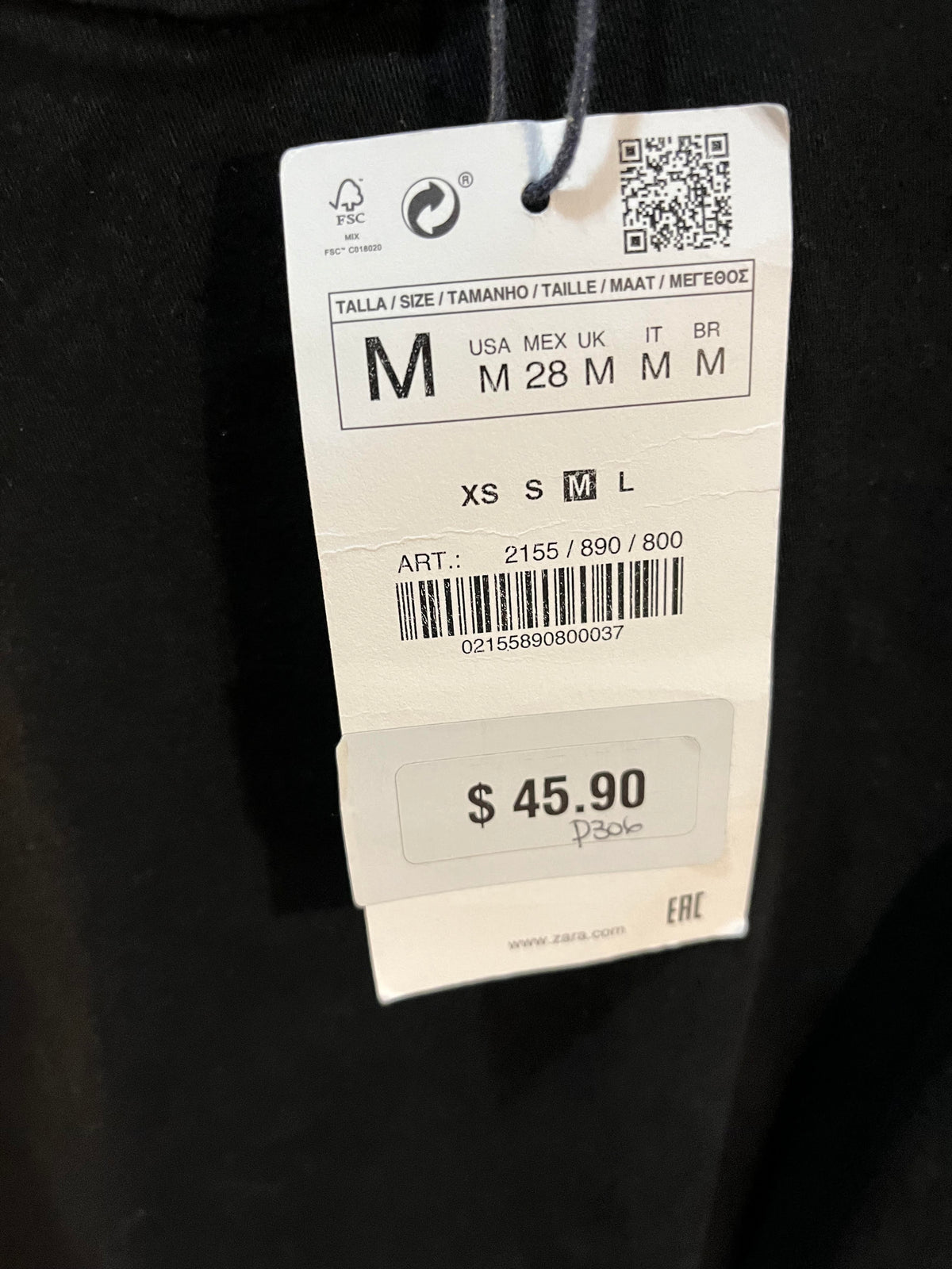 Zara dress price tag