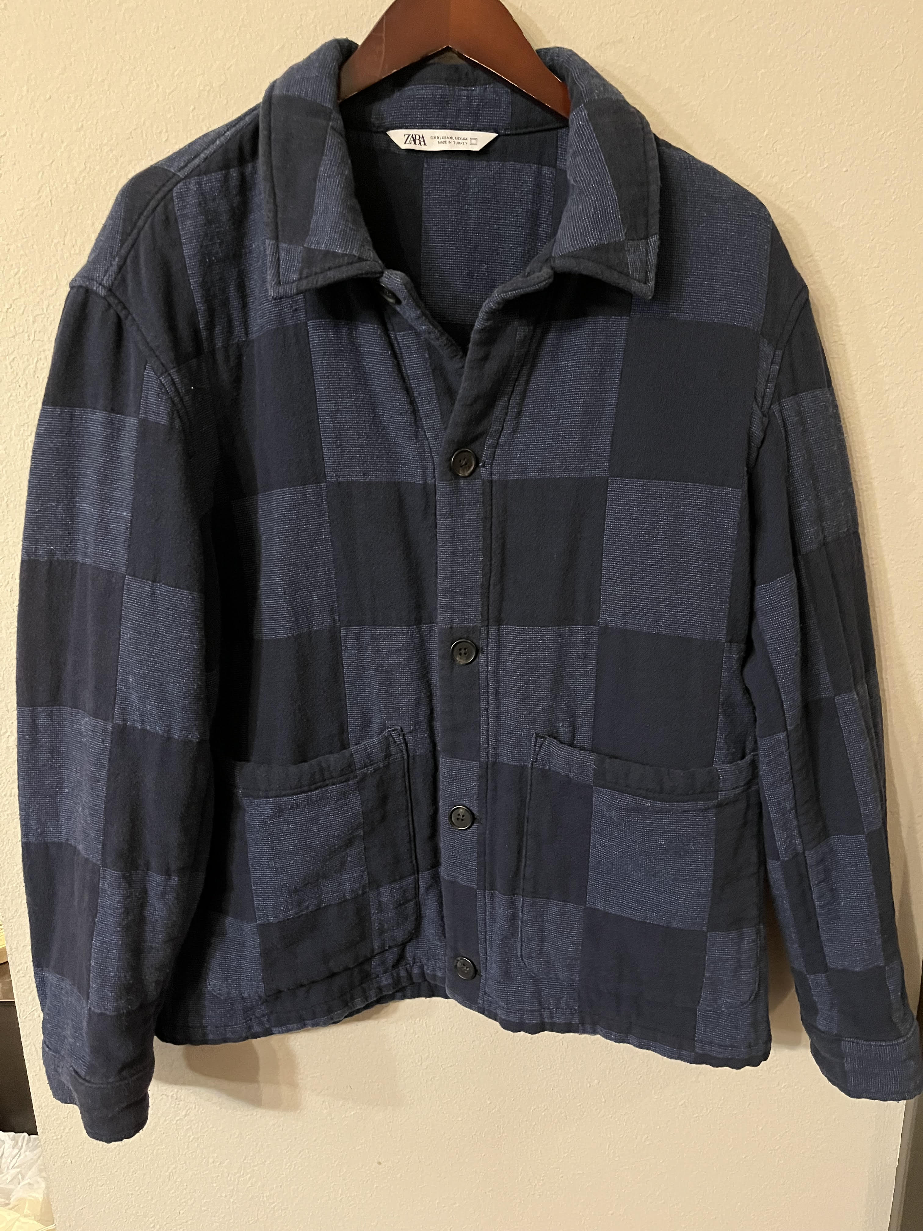 Zara Heavy Flannel Shirt Jacket Size XL-with Patch pockets