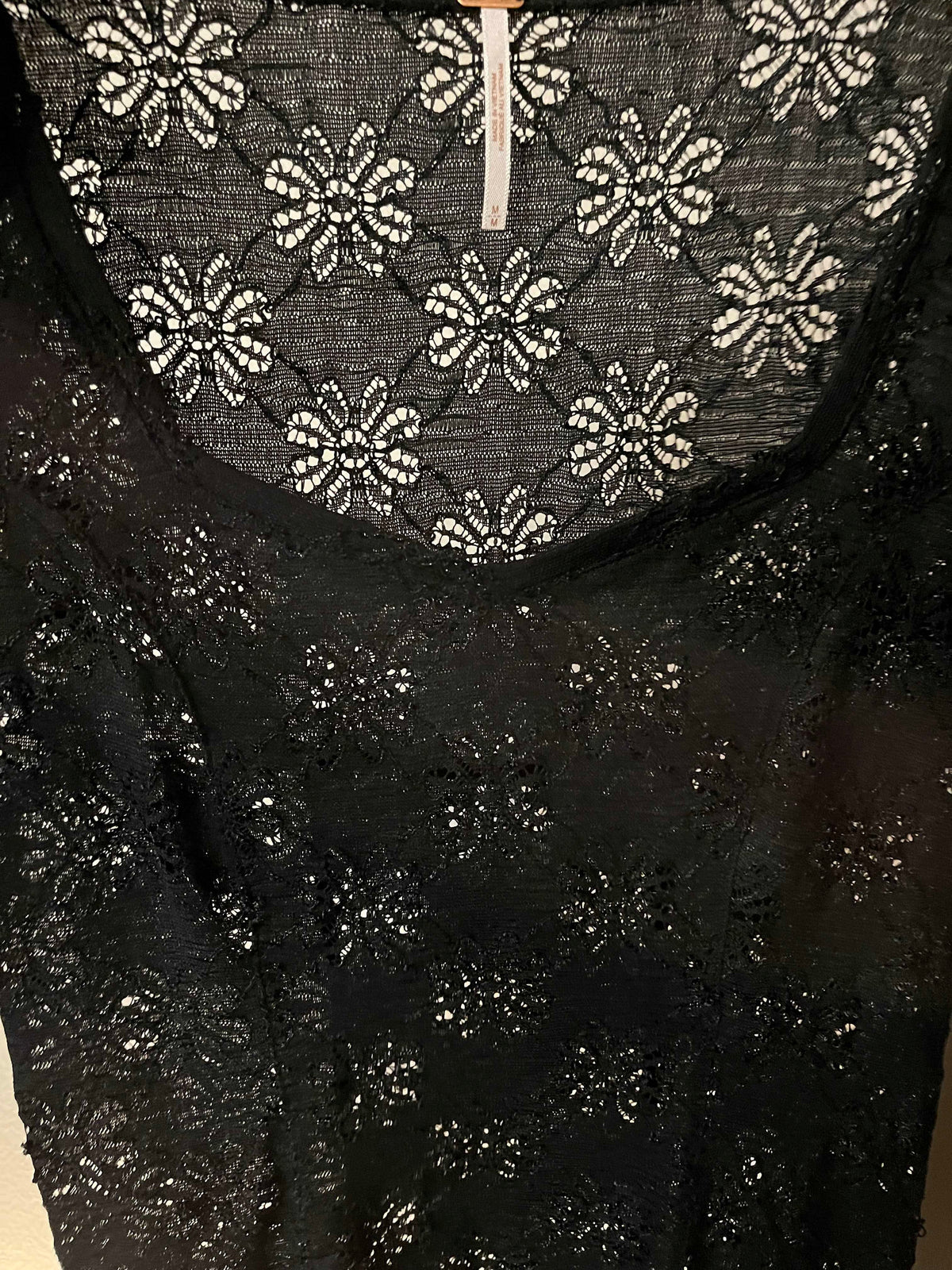 FREE PEOPLE Lace Peplum Blouse in Black Size M-Zshop Zshop