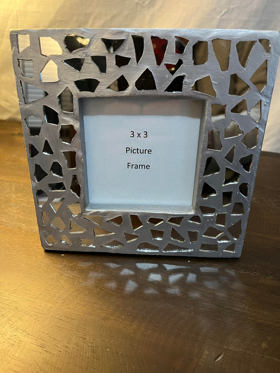 Moziac mirrored 3x3 picture frame