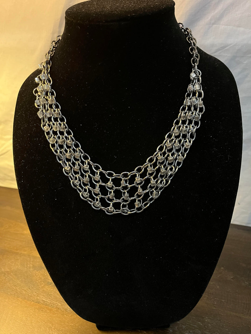 Silver 4 Chain Chunky Link Necklace