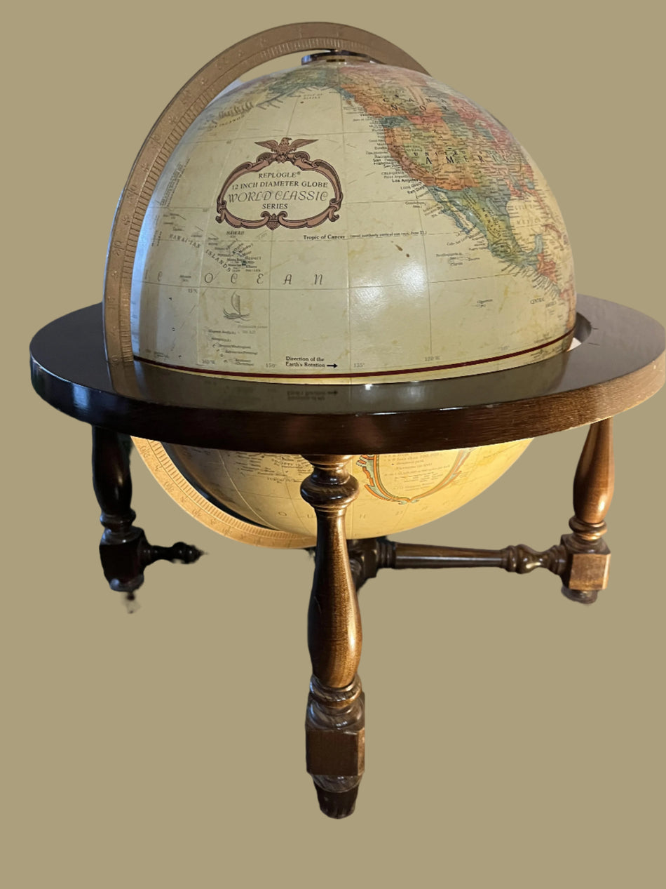 1970's Replogle Globe with Wood Stand