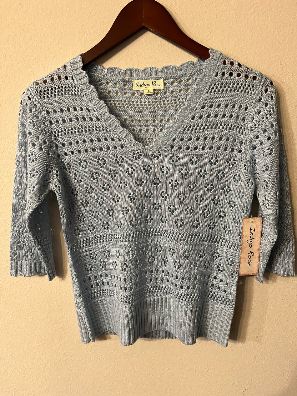 Indigo Rose Knit Sweater Women's Size S NWT-SaveEZ