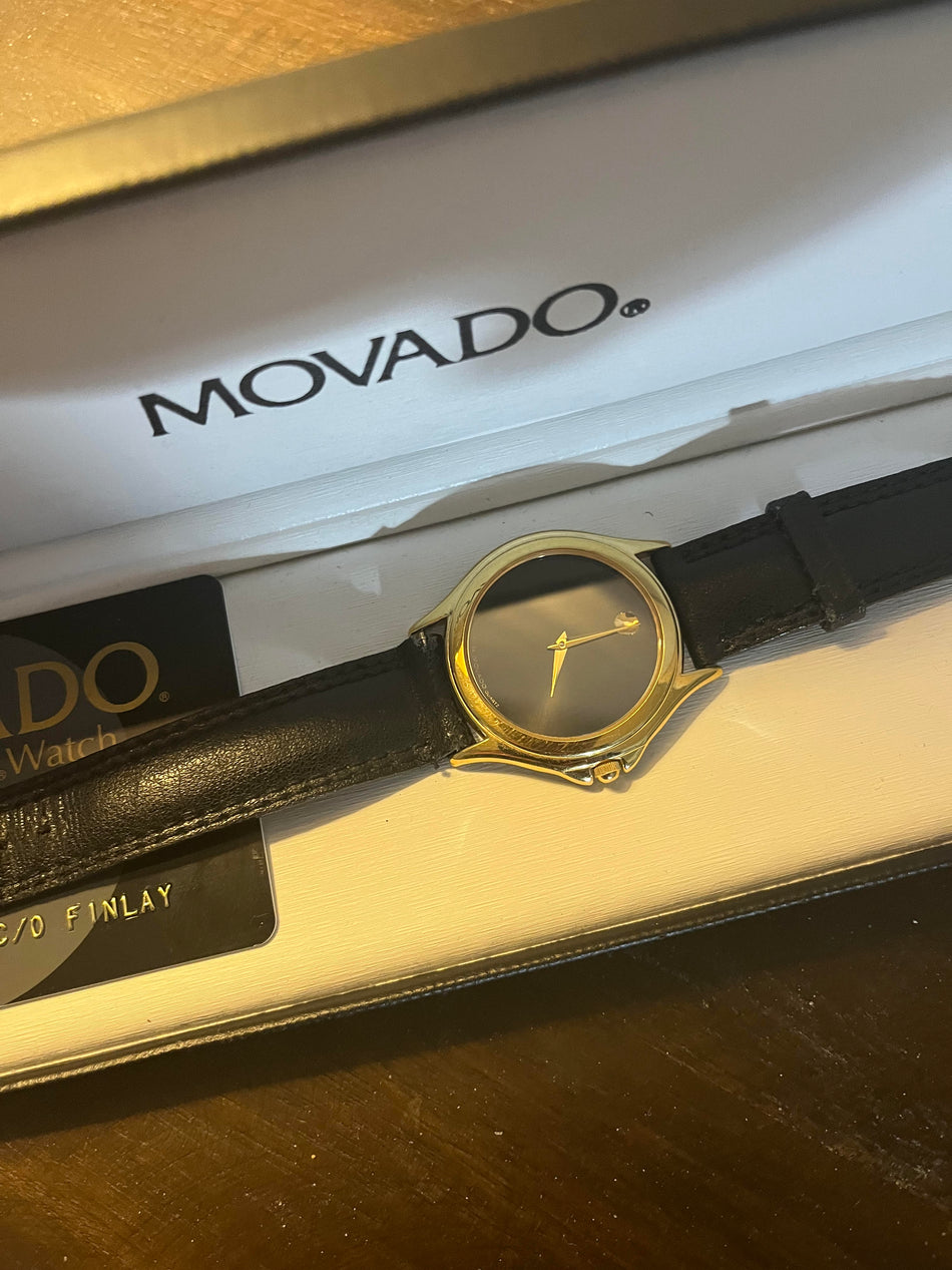 Movado Gold Classic Dial Watch With Box